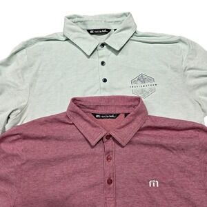 TravisMathew Mens 2 Shirt Bundle Polo Shirt Golf Casual Short Sleeve Aqua & Red